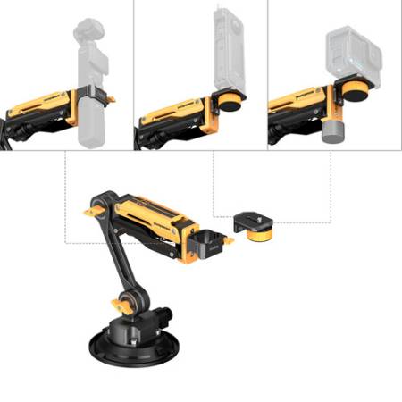 SmallRig 5528 Bumblebee Edition - mini ramię amortyzujące, absorber wstrząsów, elektryczna przyssawka, do DJI Osmo Pocket 3, GoPro HERO13, Insta360 X4